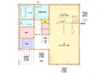 コンパクトな回遊型の住まい1階間取り