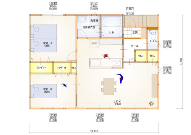 プラン集　平屋　東西入り　2LDK　21坪を追加