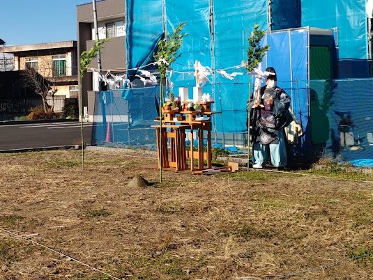 地鎮祭　竹がプラスチックに。