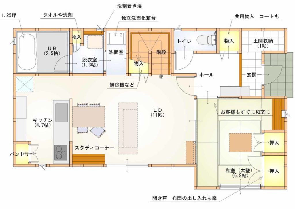 3室南面バルコニー 土間収納 東西入り 35坪 水戸市の注文住宅ライフボックス 性能ばっちり納得価格デザイン力