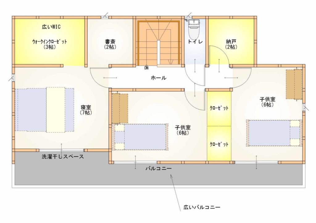 3室南面バルコニー 土間収納 東西入り 35坪 水戸市の注文住宅ライフボックス 性能ばっちり納得価格デザイン力