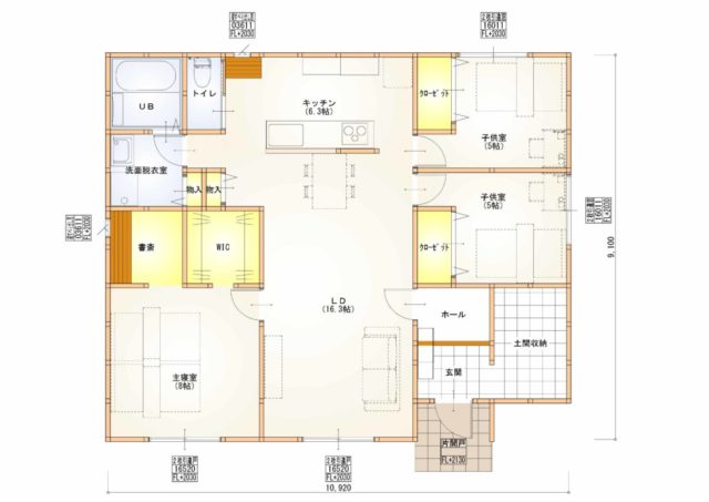 プラン集追加しました。平屋  書斎　土間収納付き ２９坪