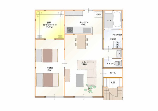 60歳からの家　南入り　２０坪　コンパクト　平屋　1LDK